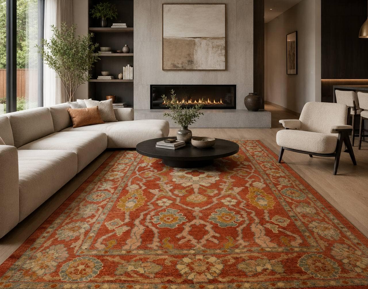 Persian Soltanabad Hand-Made Wool Rug 5'x8' No.14 - Image 3